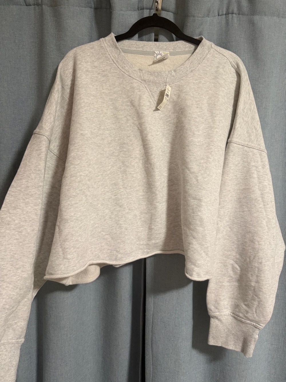 OFFLINE by Aerie Cropped Light Gray Crewneck Sweatshirt XXL